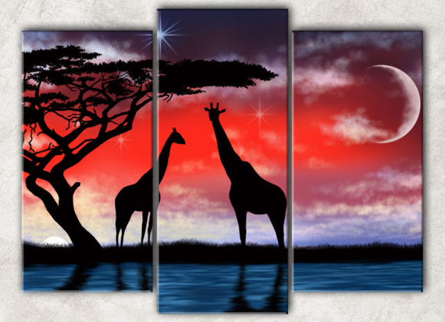 жираф и месяц с фоном